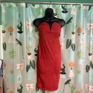 Elegant Burnt Orange Strapless Dress